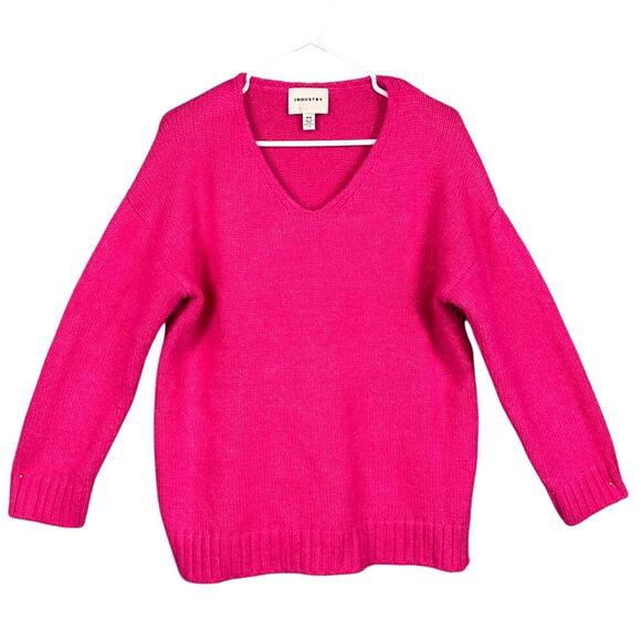 Industry Women’s Wool Blend Sweater Barbie Pink Barbiecore Size M Fall Winter - Picture 1 of 10